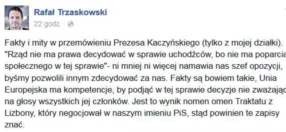 Trzaskowski na Facebooku