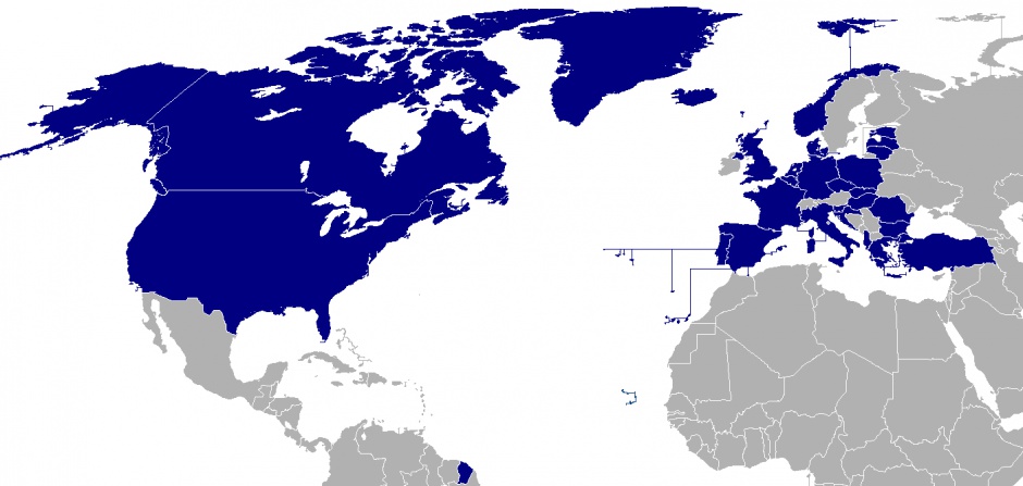 Państwa członkowskie NATO, źródło: wikimedia.org, CC Attribution-Share Alike 3.0 Unported