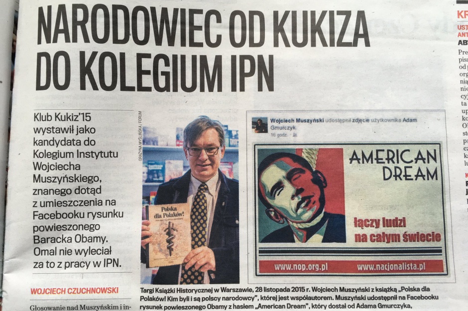 Materiał prasowy ilustrujący kandydaturę Muszyńskiego do kolegium IPN, źródło: twitter.com/michalszczerba
