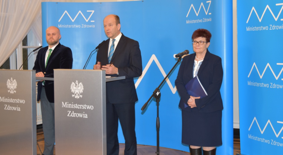 Minister zdrowia na konferencji prasowej, źródło: mz.gov.pl/