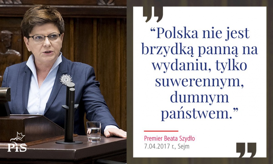 Polska nie jest brzydką panną na wydaniu - powiedziała premier (Beata Szydło, fot.twitter.com/pisorgpl)
