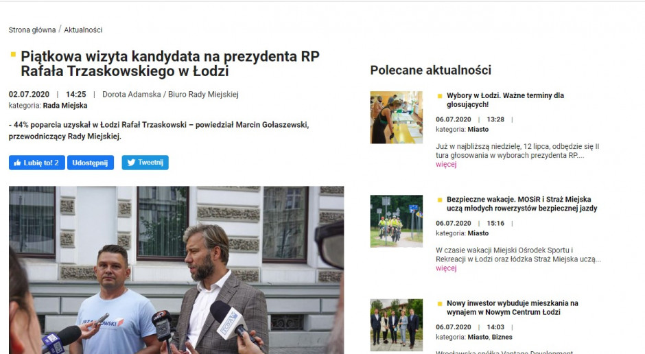 Powyższa Odezwa Została Wystosowana Przez PiS złożyło skargę do PKW na agitację łódzkiego magistratu na rzecz